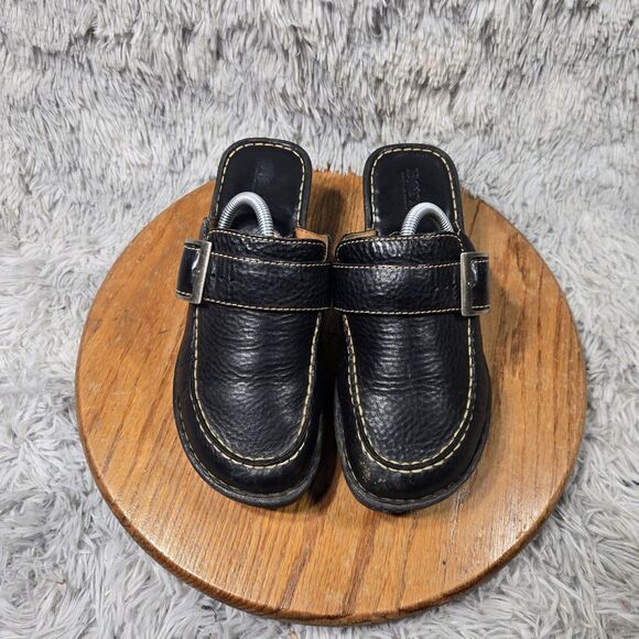 Vintage Y2K Born Womens Size 9/40.5 Chunky Platform Mules Black Leather Shoes - Picture 2 of 11